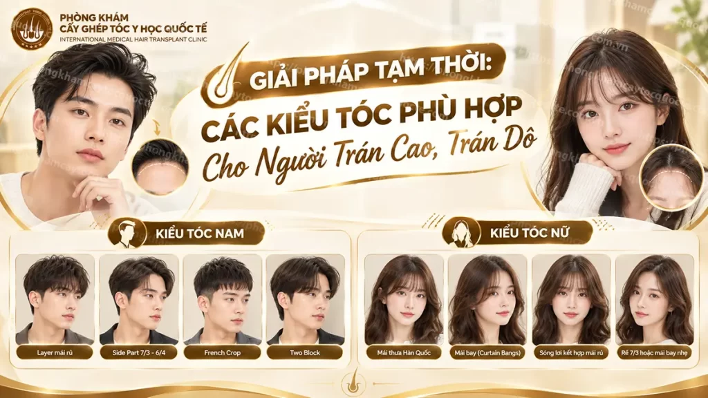 Các kiểu tóc cho nam và nữ giới bị trán cao hoặc dô