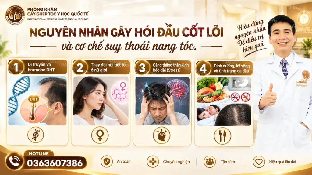 Các nguyên nhân gây hói đầu ở cả nam và nữ giới