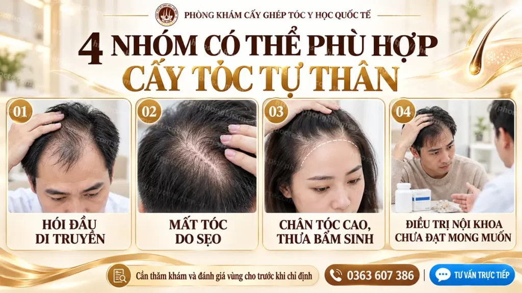 Các nhóm đối tượng có thể phù hợp với cấy tóc tự thân
